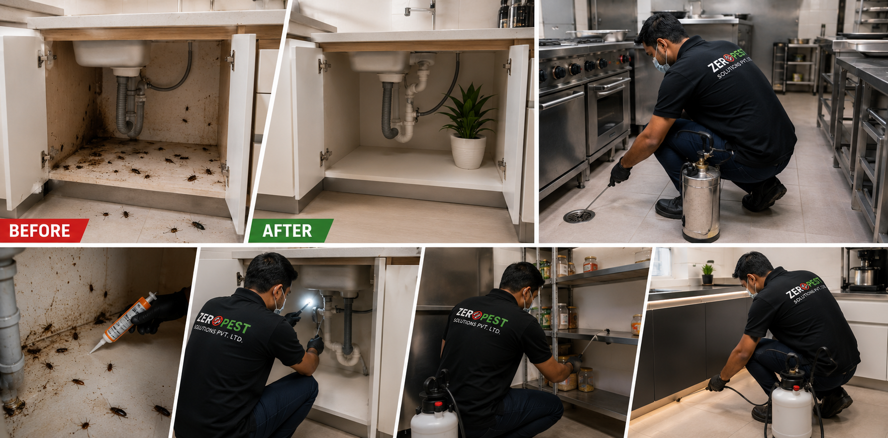 Before after cockroach treatment Noida