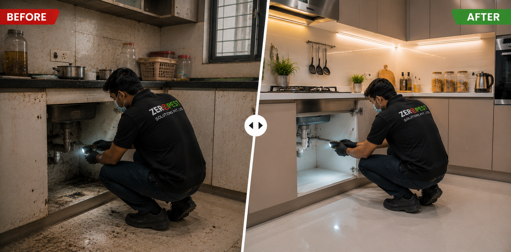 Before after pest control Gurgaon